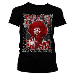 Skjorte Jimi Hendrix Rock 'n Roll Forever Black XL Dame Skjorte