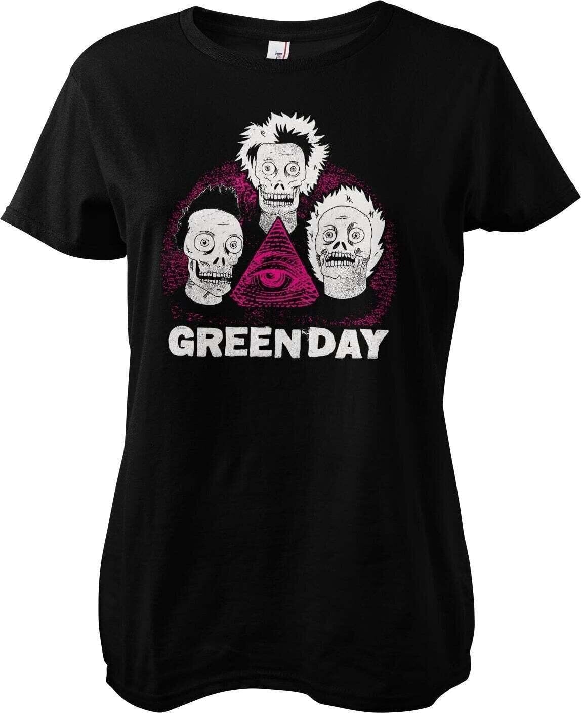 T-Shirt Green Day Skulls Black S Ladies T-Shirt