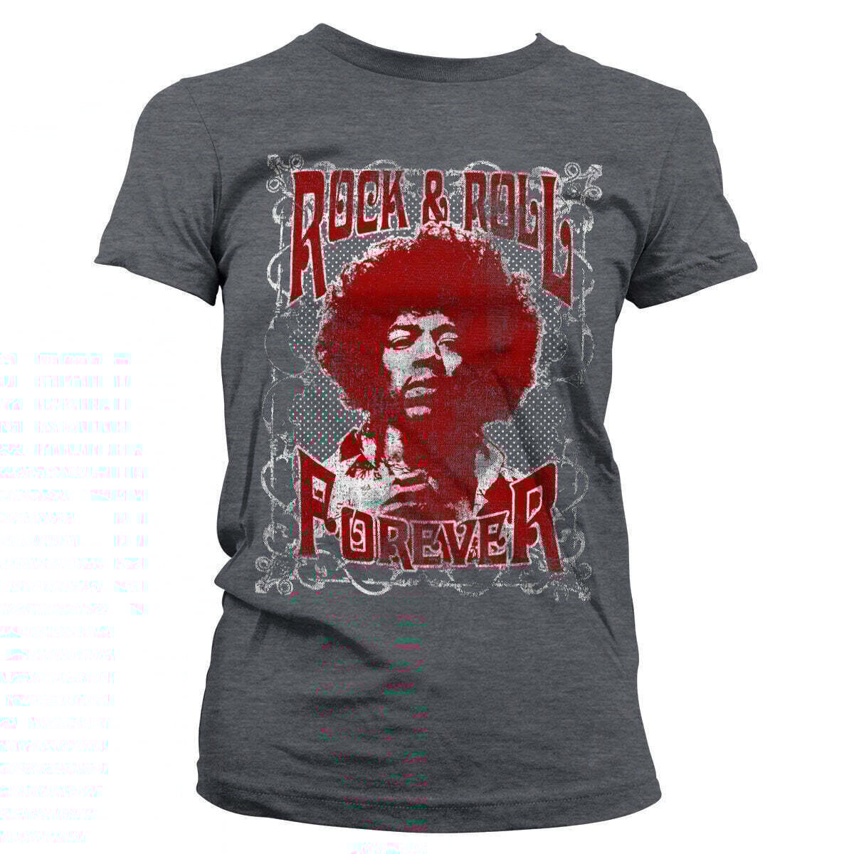 Skjorte Jimi Hendrix Rock 'n Roll Forever Dark Heather 2XL Dame Skjorte