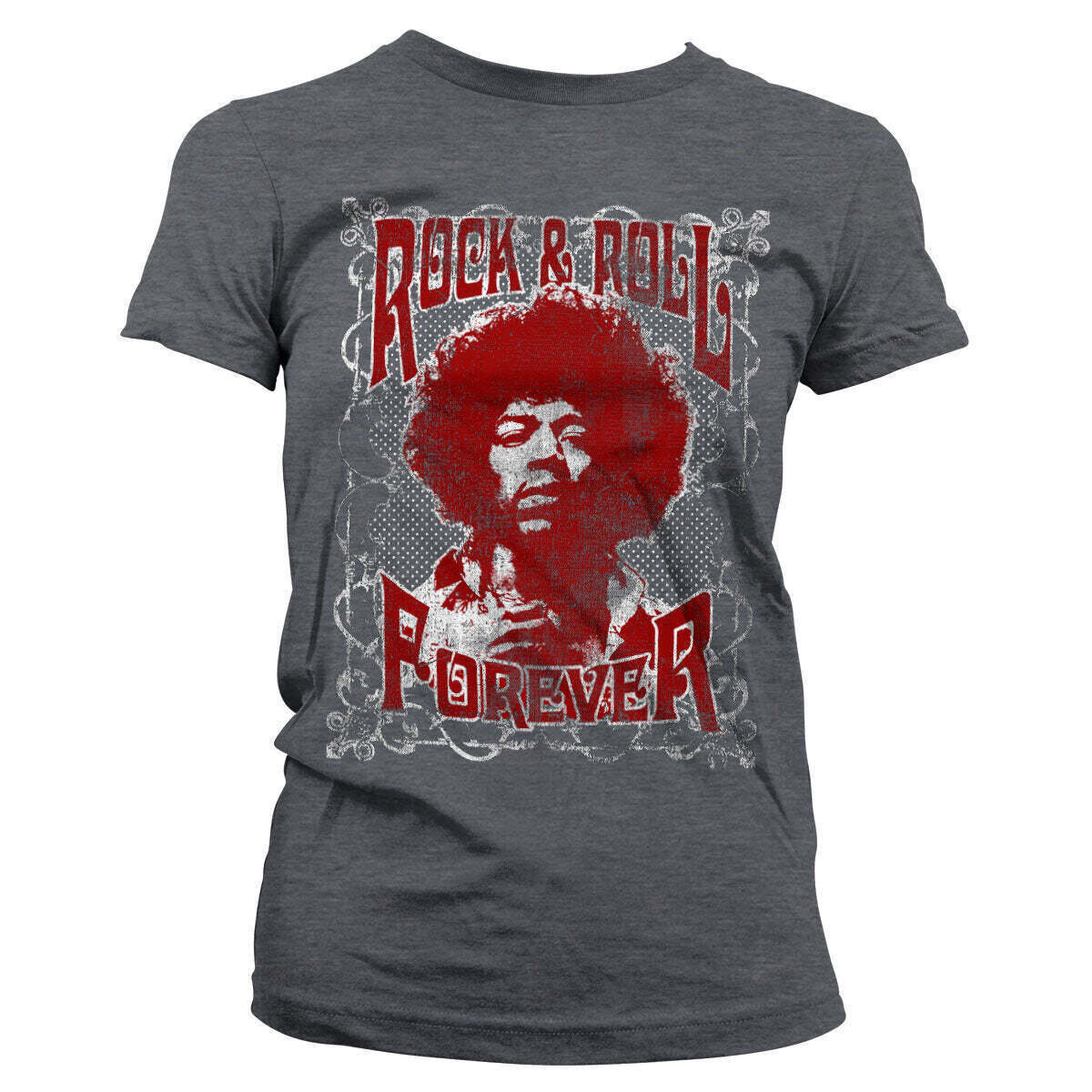 T-shirt Jimi Hendrix Rock 'n Roll Forever Dark Heather XL Feminino T-shirt