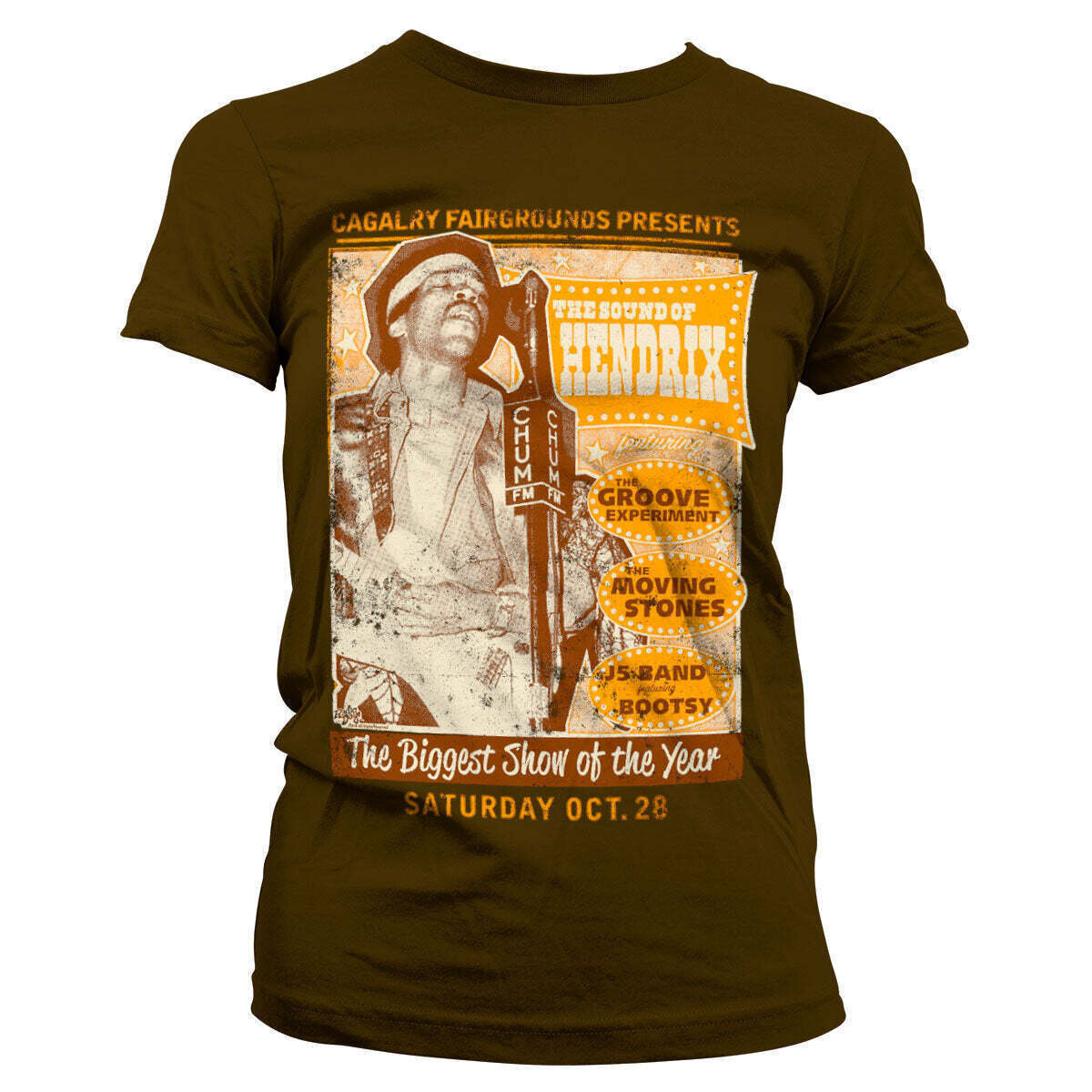T-shirt Jimi Hendrix The Sound Of Hendrix Poster Brown S Feminino T-shirt