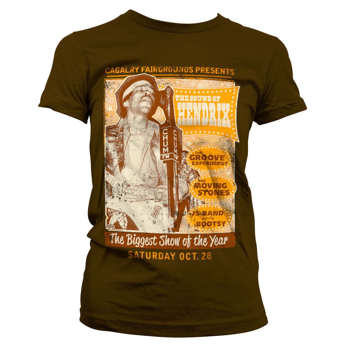 T-shirt Jimi Hendrix The Sound Of Hendrix Poster Brown XL Feminino T-shirt