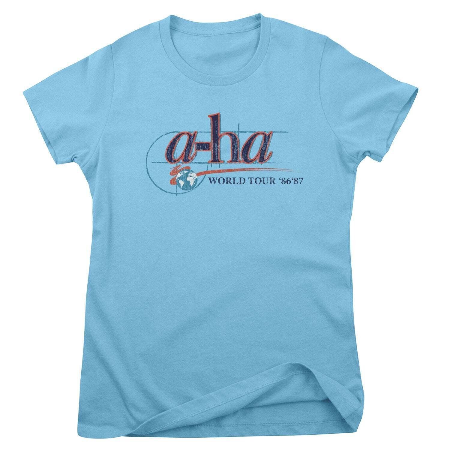 T-Shirt A-HA World Tour '86-'87 Sky Blue L Ladies T-Shirt