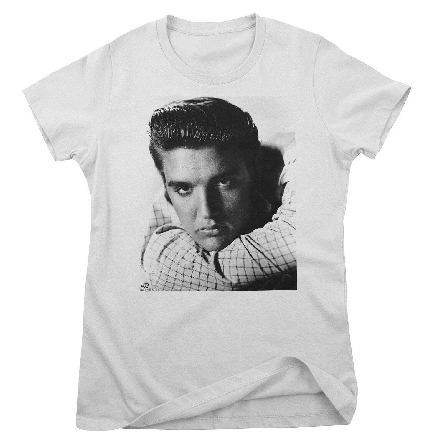 T-Shirt Elvis Presley Love Me Tender Portrait White 2XL Ladies T-Shirt