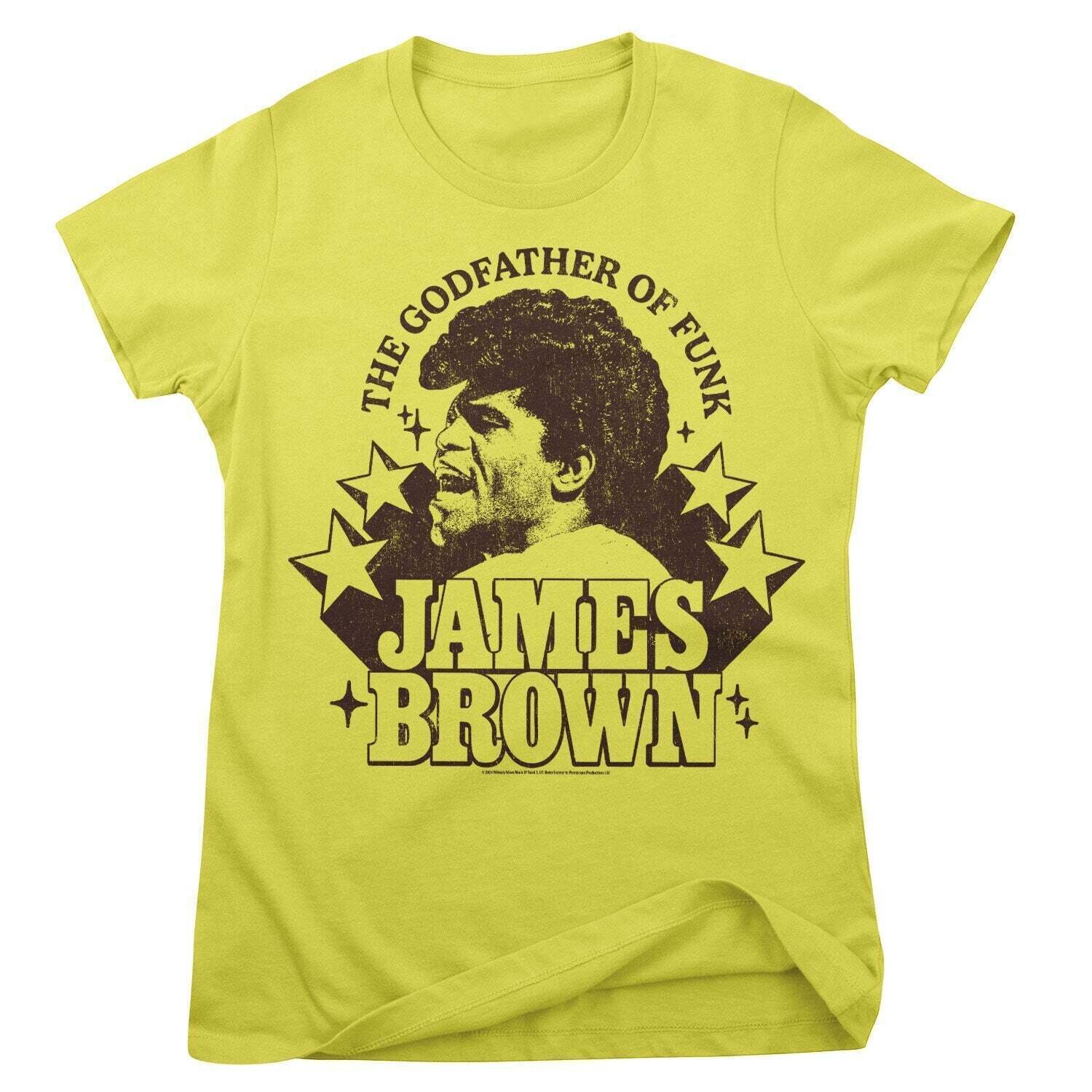 T-Shirt James Brown The Godfather Of Funk Yellow L Ladies T-Shirt