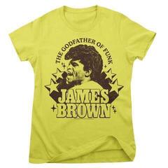 T-Shirt James Brown The Godfather Of Funk Yellow M Ladies T-Shirt