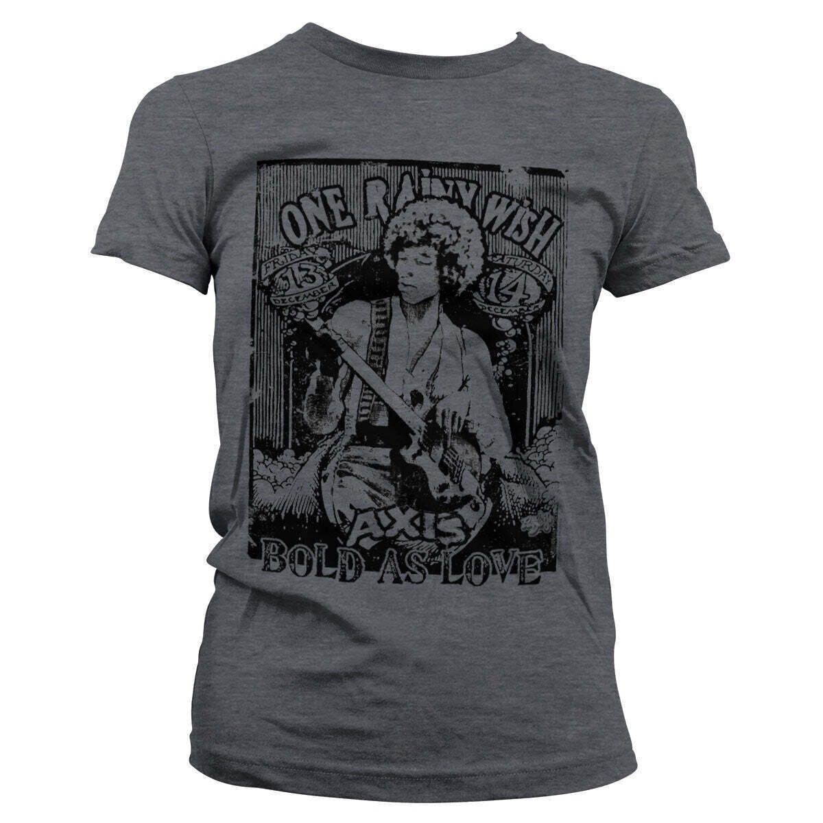T-shirt Jimi Hendrix Bold As Love Dark Heather L Feminino T-shirt