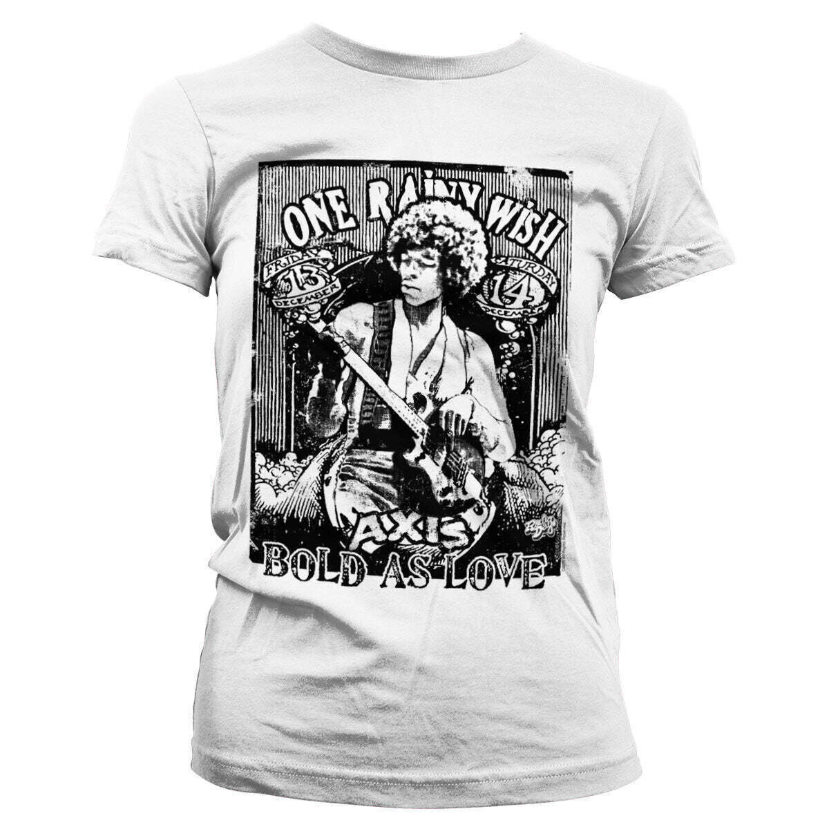 Camiseta de manga corta Jimi Hendrix Bold As Love White 2XL De mujer Camiseta de manga corta