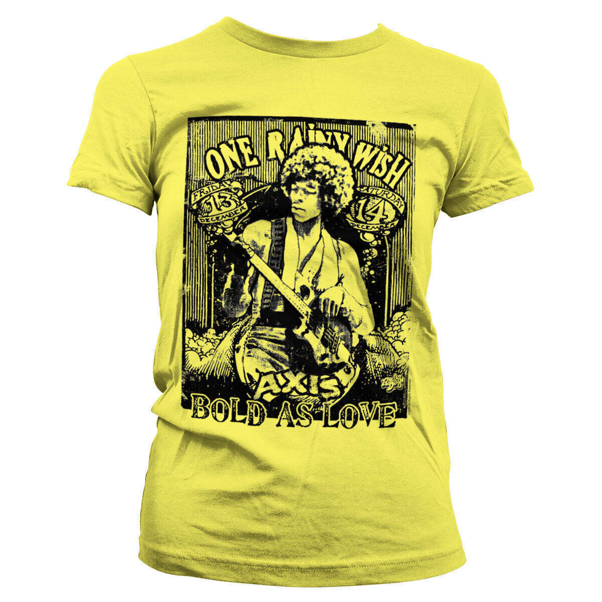 T-shirt Jimi Hendrix Bold As Love Yellow S Feminino T-shirt