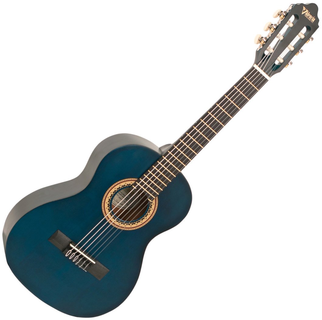 Guitare classique taile 1/2 pour enfant Valencia VC202 1/2 Transparent Blue