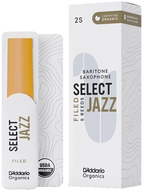 Тръстикова пластинка за баритон саксофон Rico Organic Select Jazz Filed 2 Hard 5-pack Тръстикова пластинка за баритон саксофон