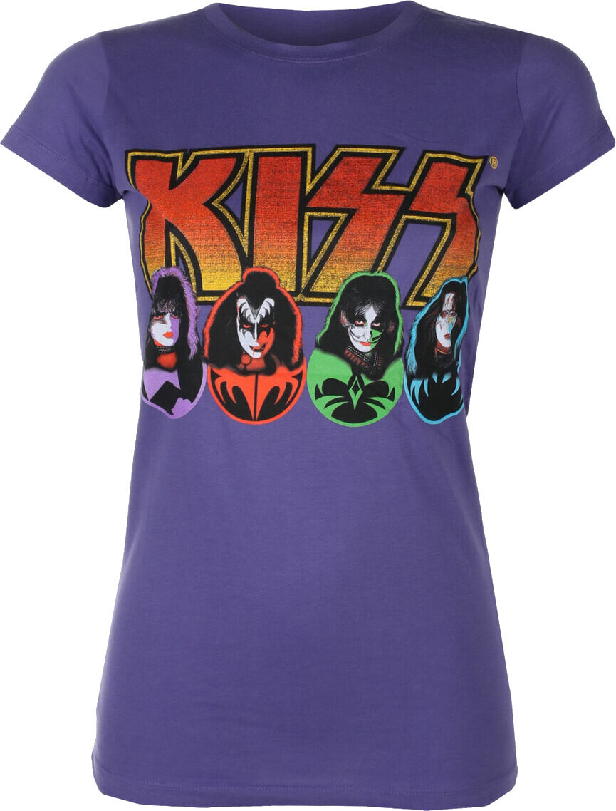 T-Shirt Kiss Logo, Faces & Icons Purple XS Ladies T-Shirt