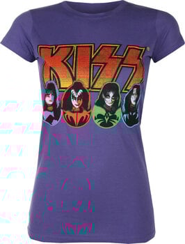 T-Shirt Kiss Logo, Faces & Icons Purple L Damen T-Shirt - 1