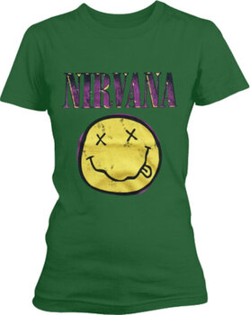 T-Shirt Nirvana Xerox Happy Face Pink Green S Ladies T-Shirt - 1