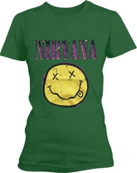 T-Shirt Nirvana Xerox Happy Face Pink Green M Ladies T-Shirt - 1