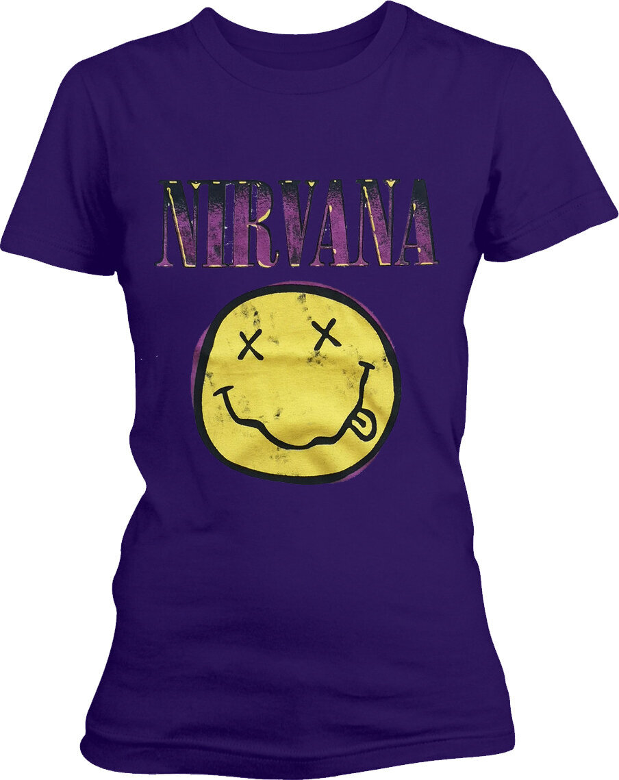 T-shirt Nirvana Xerox Happy Face Pink Purple M Feminino T-shirt