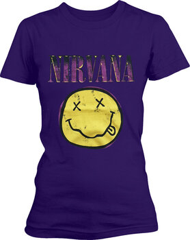 T-Shirt Nirvana Xerox Happy Face Pink Purple L Ladies T-Shirt - 1