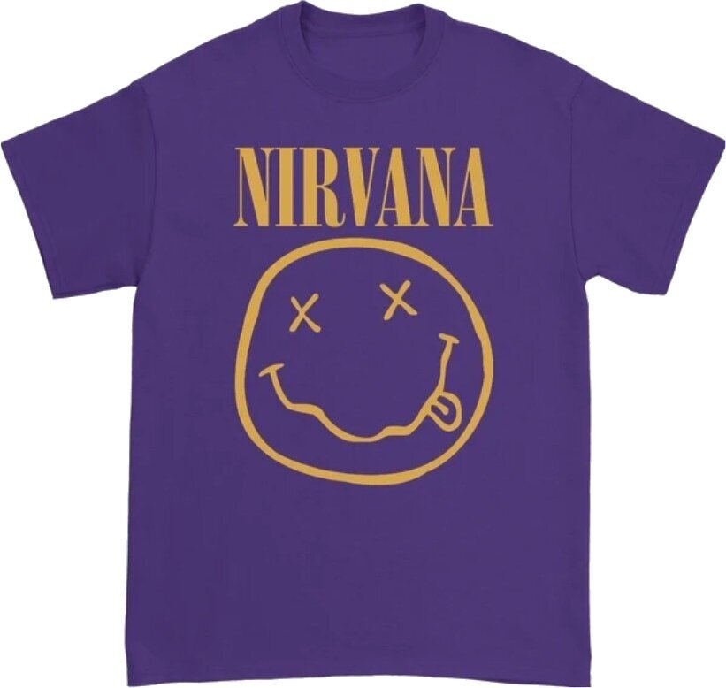T-shirt Nirvana Yellow Happy Face Purple L Feminino T-shirt