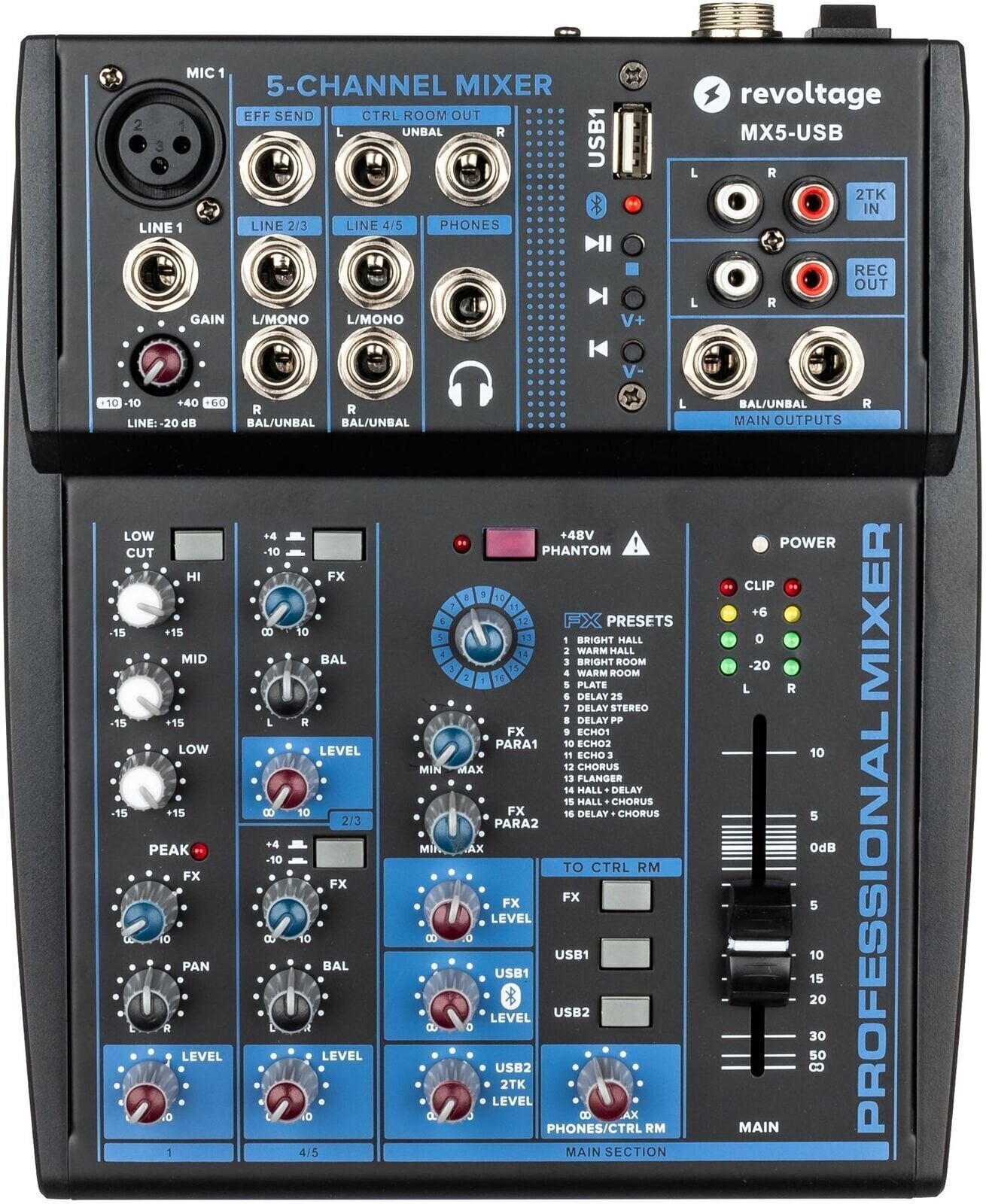 Mesa de mezclas Revoltage MX5-USB Mesa de mezclas