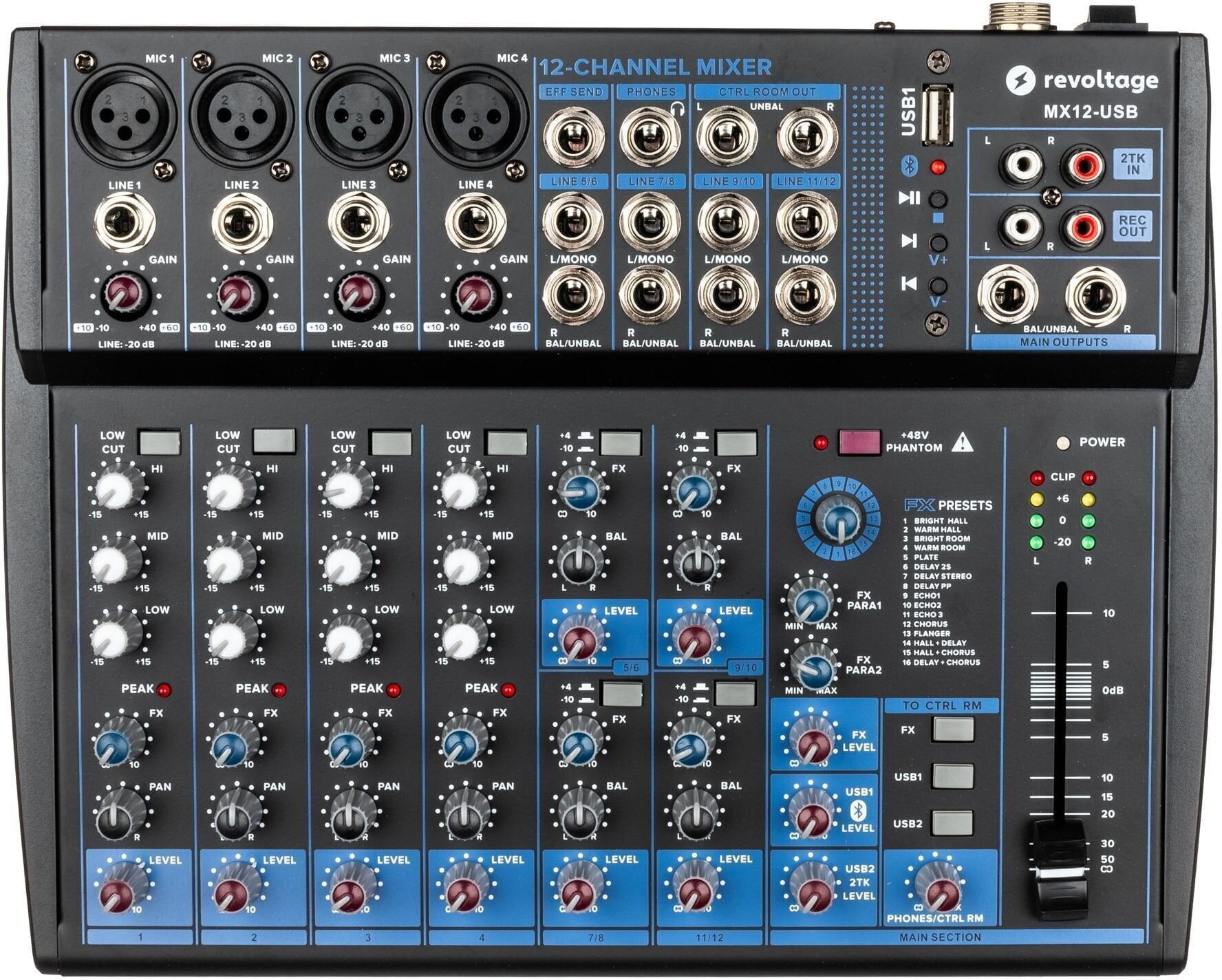 Mesa de mezclas Revoltage MX12-USB Mesa de mezclas