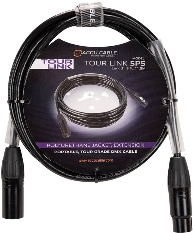Kabel za DMX svetlo Accu Cable Tour Link 5P DMX 1,5 m Ravni - Ravni Kabel za DMX svetlo