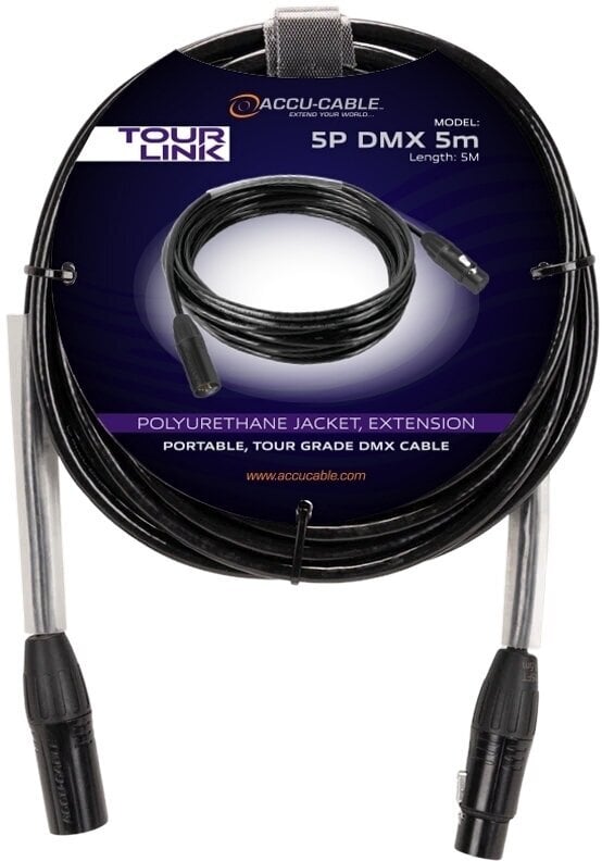 Kabel za DMX svetlo Accu Cable Tour Link 5P DMX Ravni - Ravni 5 m Kabel za DMX svetlo