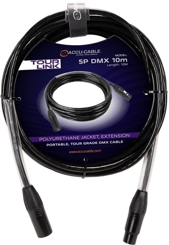Kábel DMX fényekhez Accu Cable Tour Link 5P DMX 10 m Egyenes - Egyenes Kábel DMX fényekhez