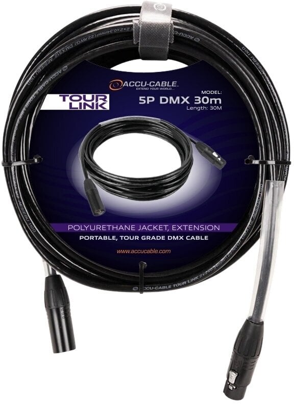 Kábel DMX fényekhez Accu Cable Tour Link 5P DMX 30 m Egyenes - Egyenes Kábel DMX fényekhez