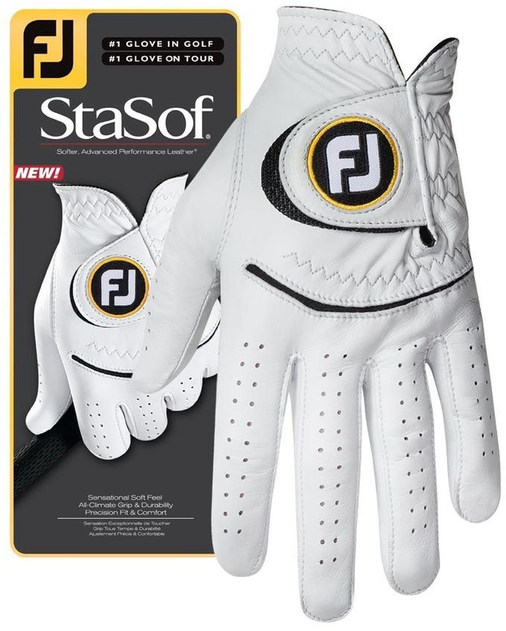 Handschuhe Footjoy StaSof Mens Golf Glove Pearl LH ML