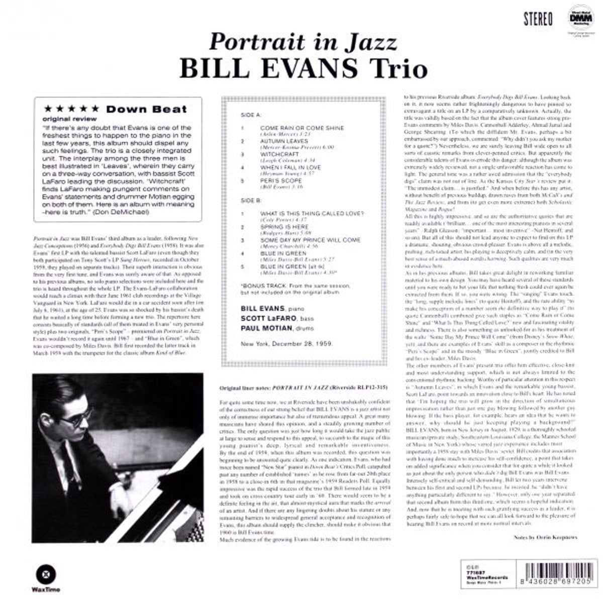 Vinylplate The Bill Evans Trio - Portrait In Jazz (Limited Edition) (180 g) (LP)
