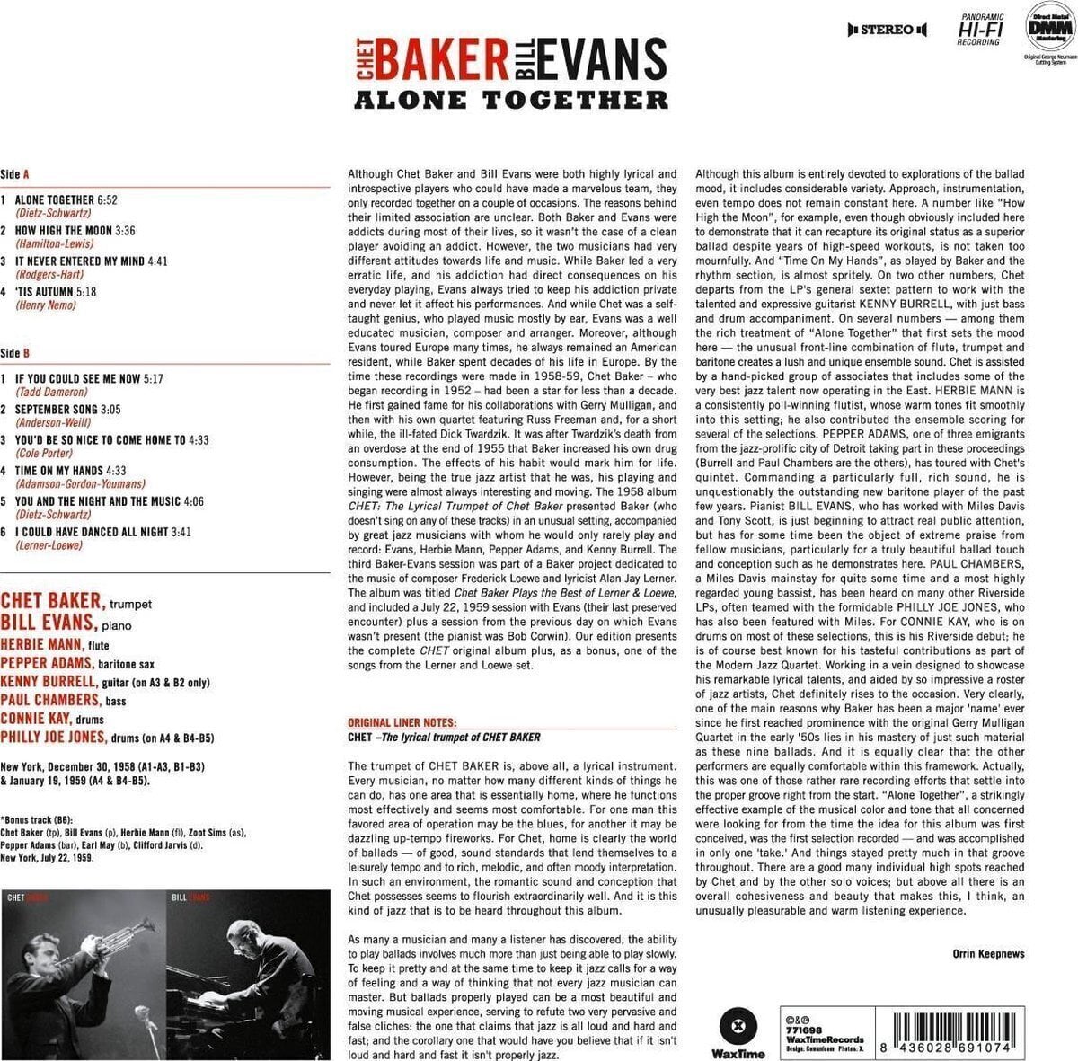 Vinylplade Chet Baker & Bill Evans - Alone Together (Limited Edition) (180 g) (LP)