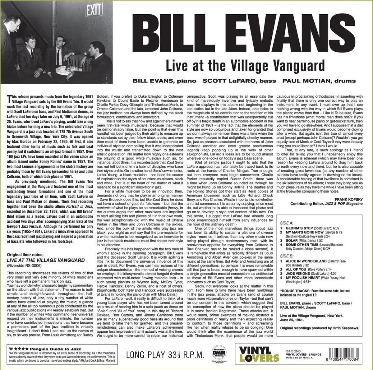 LP platňa Bill Evans - Bill Evans Live At The Village Vanguard (Reissue) (LP)