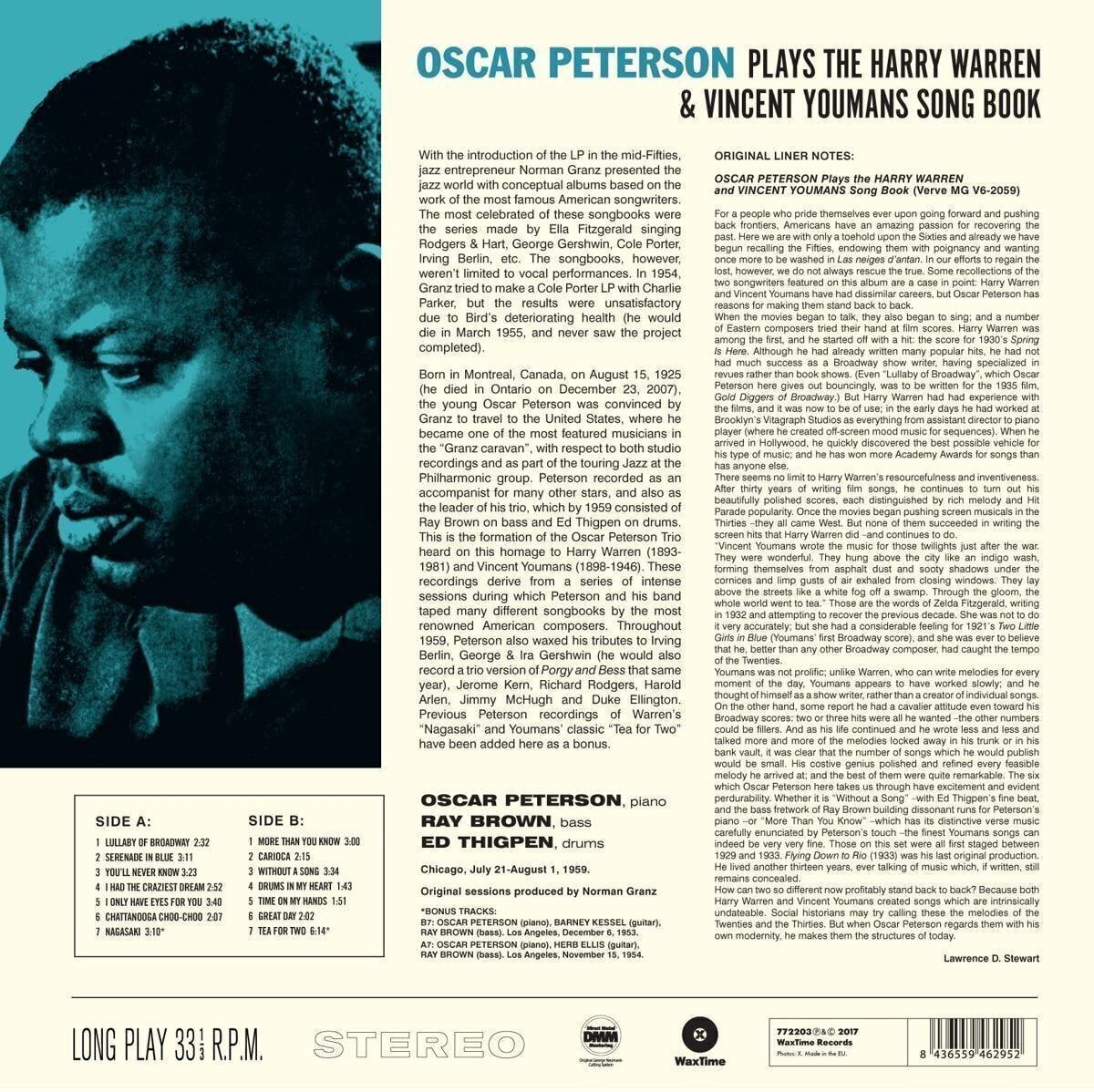 LP deska Oscar Peterson - Oscar Peterson Plays The Harry Warren & Vincent Youmans Song Book (Limited Edition) (180 g) (LP)