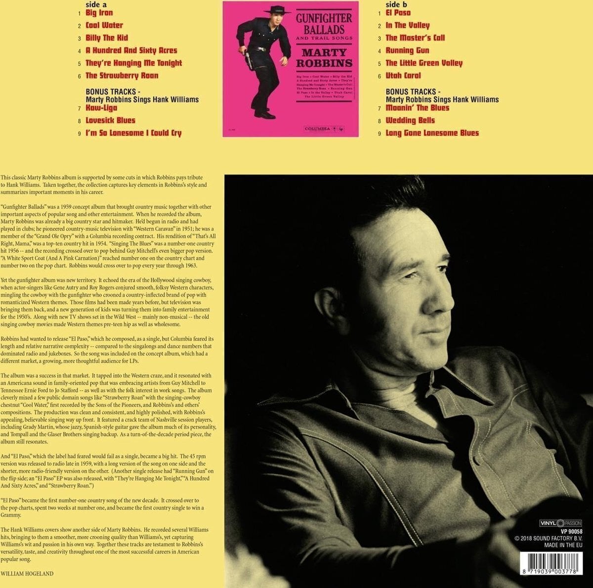Δίσκος LP Marty Robbins - Gunfighter Ballads And Trailsongs Plus Bonus Tracks From Marty Sings Hank (LP)