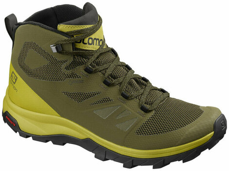 Chaussures outdoor hommes Salomon Outline Mid GTX Burnt Olive/Citrone 42 Chaussures outdoor hommes - 1