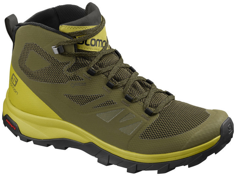 Moške outdoor cipele Salomon Outline Mid GTX Burnt Olive/Citrone 43 1/3 Moške outdoor cipele