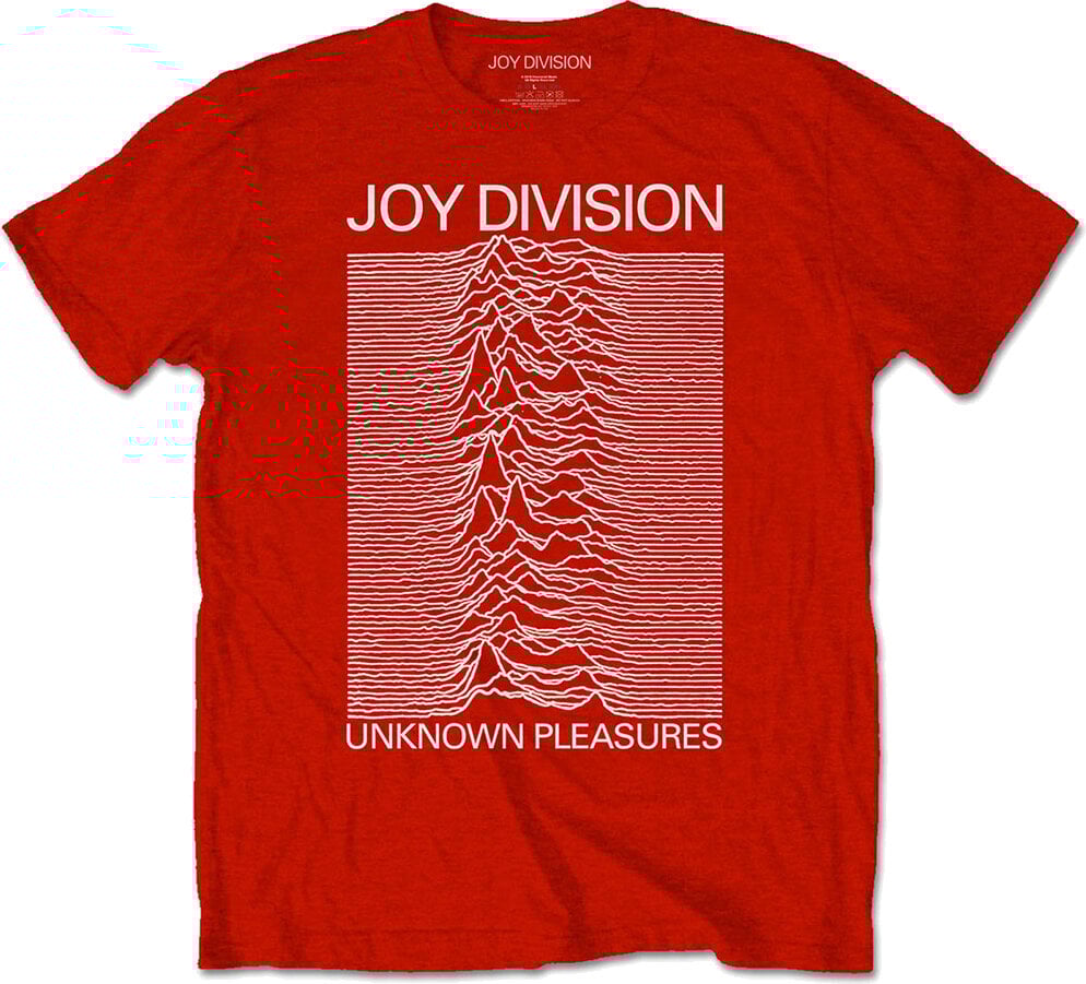 T-shirt Joy Division Unknown Pleasures White On Red Red 2XL T-shirt
