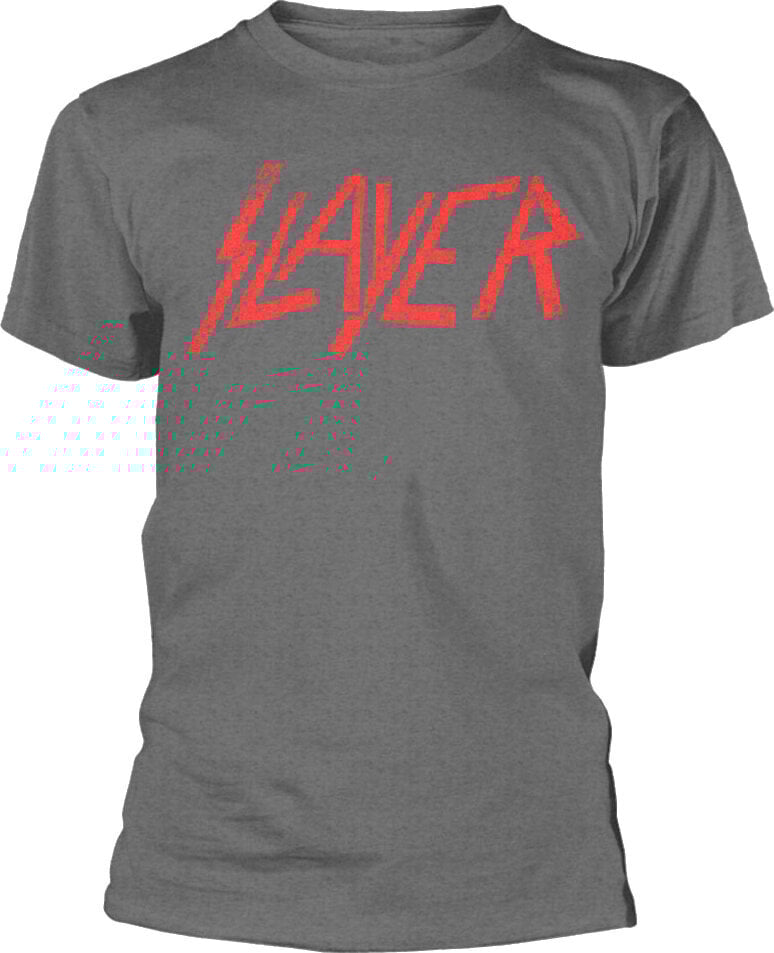 T-Shirt Slayer Distressed Logo Charcoal Grey 2XL T-Shirt