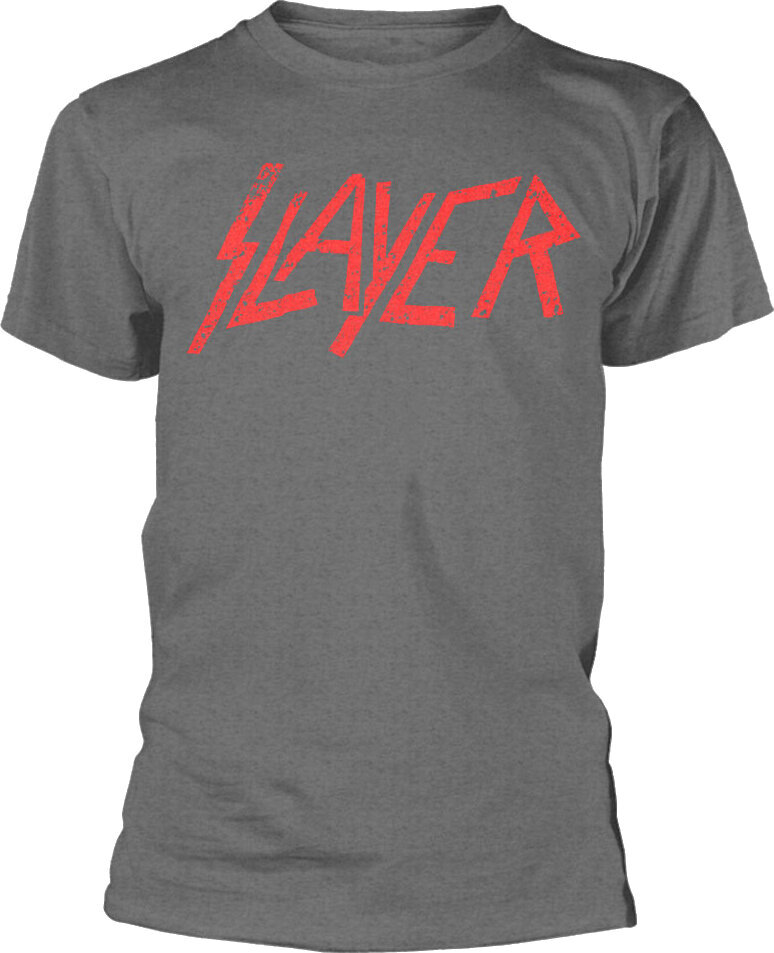 T-Shirt Slayer Distressed Logo Charcoal Grey XL T-Shirt