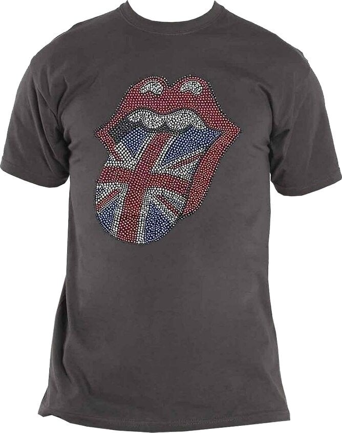 T-skjorte The Rolling Stones Classic UK Tongue (Embellished) Charcoal Grey 2XL Ladies T-skjorte