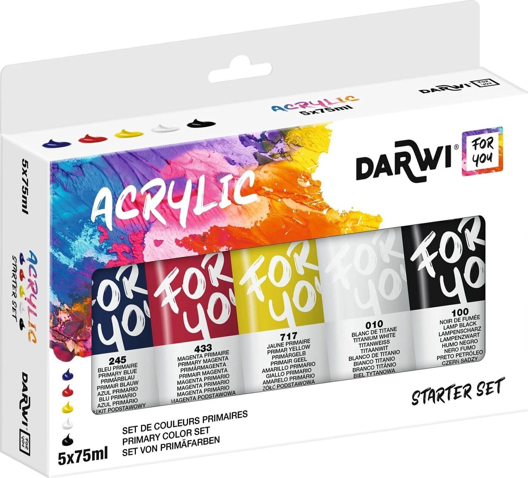 Culoare acrilică Darwi Acrylic Paint Set de vopsele acrilice 5 x 75 ml 5 Bucăți