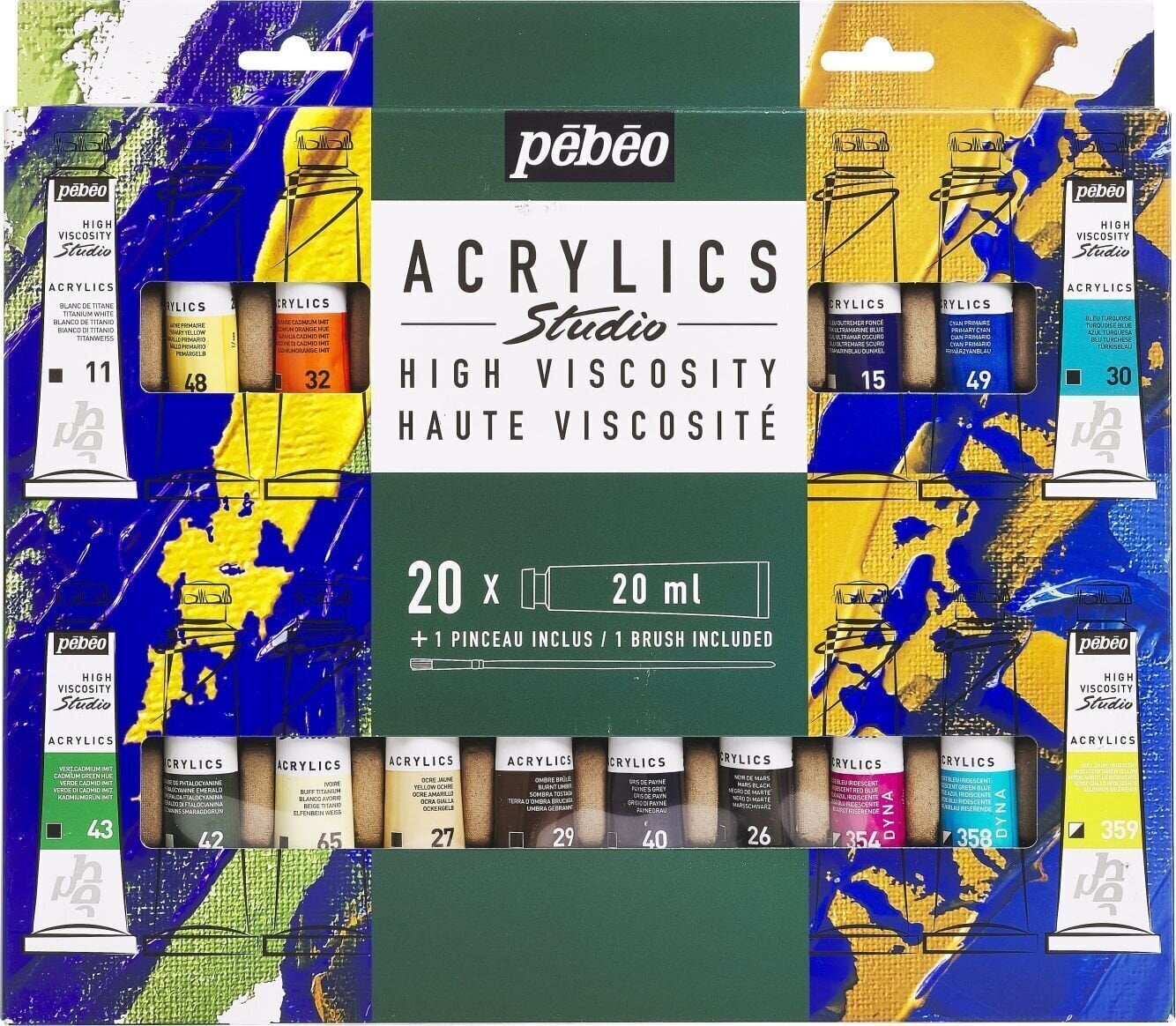 Culoare acrilică Pébéo Acrylic Paint Set de vopsele acrilice 20 x 20 ml 20 buc.