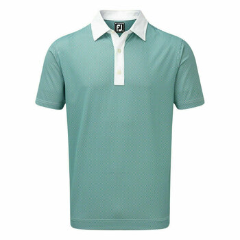 Camisa pólo Footjoy Stretch Lisle Basketweave Print Mens Polo Shirt Aqua White L - 1