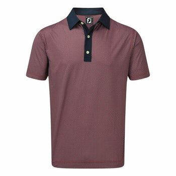 Polo-Shirt Footjoy Stretch Lisle Basketweave Print Herren Poloshirt Scarlet/Navy S - 1