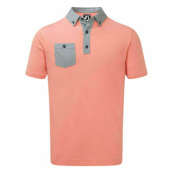 Polo-Shirt Footjoy Birdseye Jacquard Buttondown Collar Herren Poloshirt Scarlet/Navy L - 1