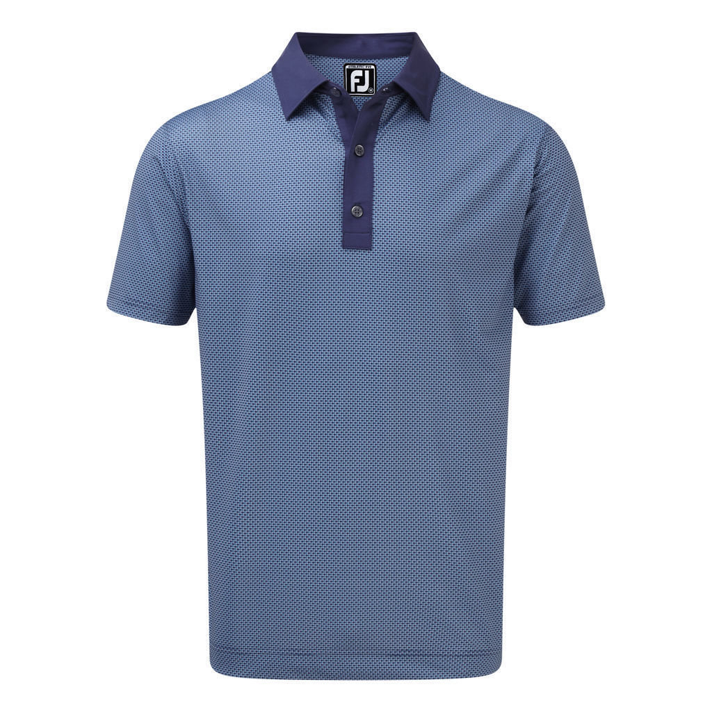 Camiseta polo Footjoy Stretch Lisle Basketweave Print Mens Polo Blue/Twilight M