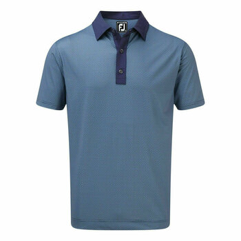 Polo Shirt Footjoy Stretch Lisle Basketweave Print Mens Polo Shirt Blue Marlin/Twilight M - 1