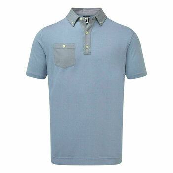 Polo trøje Footjoy Birdseye Jacquard Buttondown Collar Mens Polo Blue Marlin L - 1