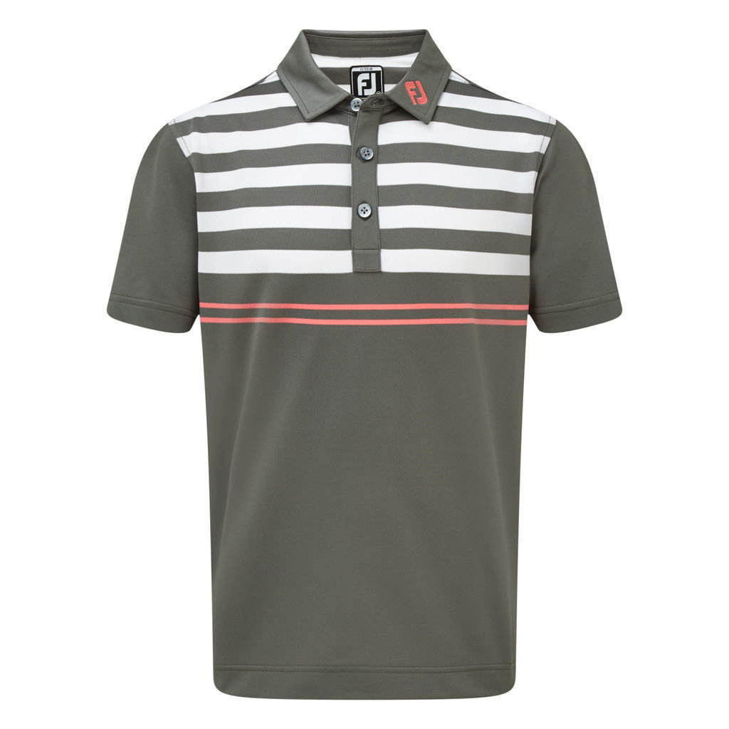 Polo-Shirt Footjoy Stretch Pique with Graphic Stripes Granite/White/Watermelon M