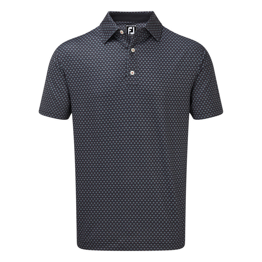 Camiseta polo Footjoy Stretch Lisle Foulard Print Mens Polo Shirt Navy XL